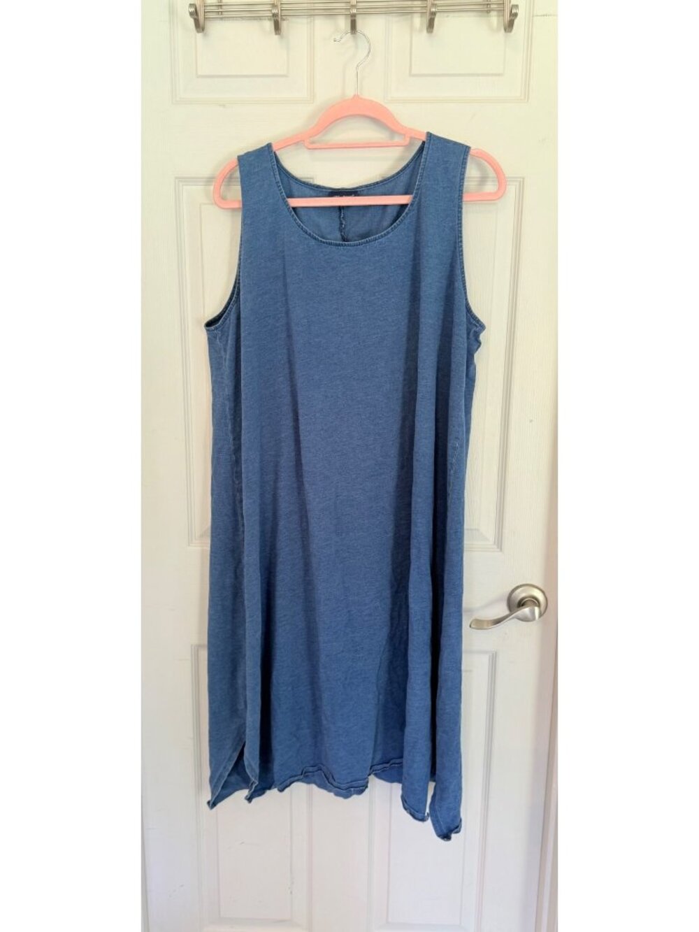 Pure Jill Indigo Round Neck Sleeveless Chambray Knee Length Dress XL